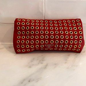 Prada Nappa Grommet Clutch Bag In Red